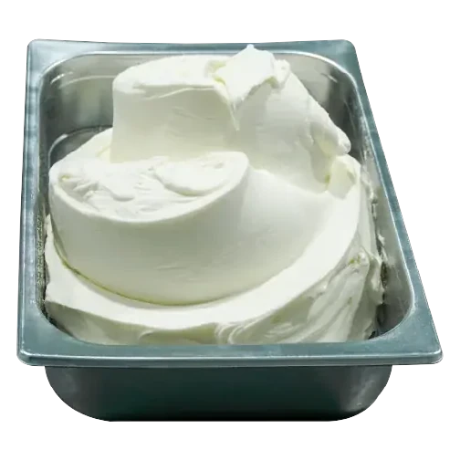 Cubeta de gelato de yoghurt en la vitrina de Temperato